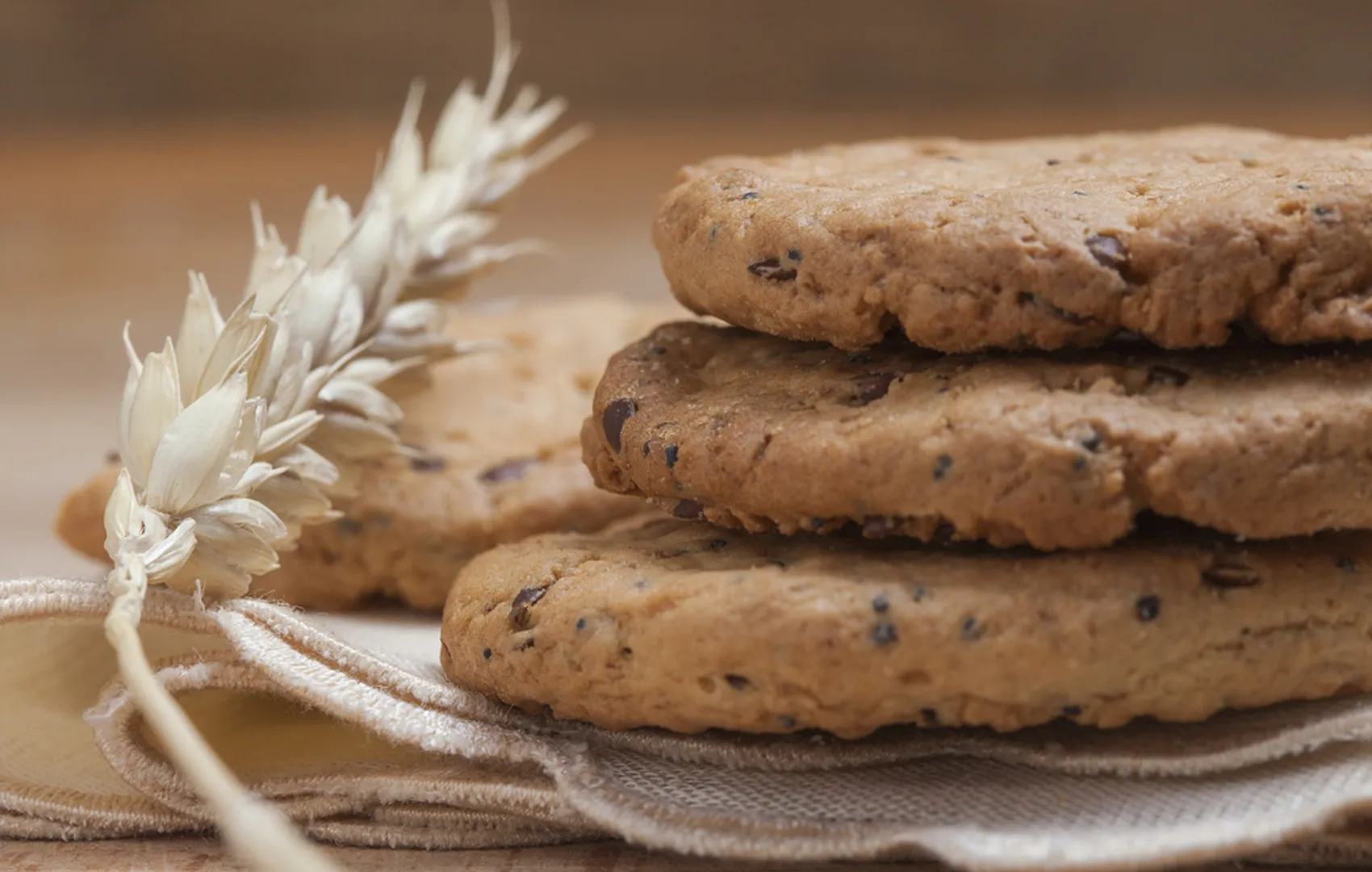 Bolachas integrais de chia e centeio